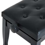 Höjdjusterbar Pianopall med Konstläderkudde, Keyboardpall för Klaviatur, 64 x 35 x 45–55 cm, Svart