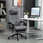 Kontorsstol Massagestol Grå av Polyester för Kontor Ergonomisk Chefsstol med Svankvärme och Fotstöd 66 x 76 x 112-120 cm