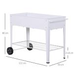 Upphöjd Bädd Mobil Växtvagn med Förvaringsutrymme 2 Hjul Metall Vit 112 X 59 X 80 Cm