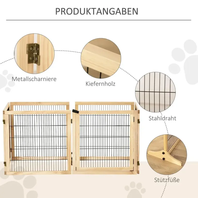 Dörrsäkerhetsgrind Hundgrind Natur av Furu 432 x 36 x 70 cm