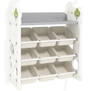 Barnhylla Leksaksförvaring Krämvit av Plast för Barnrum Hylla med 9 Löstagbara Lådor 77 x 42 x 94 cm