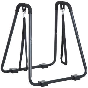 Dipstation Dipställ med Slingtrainer Robust Stålram för Styrketräning Hemmagym Svart 90 X 81 X 92,5 Cm