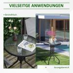 Trädgårdsbord Runt Balkongbord Metall med Säkerhetsglas Stilren Design för Trädgård och Balkong Ø60 X H70 Cm