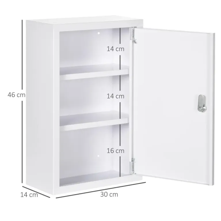 Kleankin Medicinskåp Väggskåp Vit 30 x 14 x 46 cm