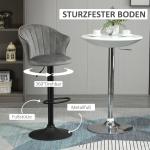 Barstolar i Sammet 2-Pack, Snurrbara Köksstolar med Ryggstöd, Justerbar Höjd och Bekväm Sits, Grå, 51,5 x 57,5 x 93-114,5 cm