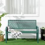 Trädgårdsbänk i Metall, Robust Parkbänk med Ryggstöd, Väderbeständig Sittplats för Trädgård, Mörkgrön, 127 x 63 x 83 cm, 280 kg