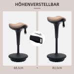Kontorspall Arbetspall med Vridfunktion Brun av Konstläder för Kontor och Studier Ergonomisk Ståpall Justerbar Höjd 68,5-83,5 cm