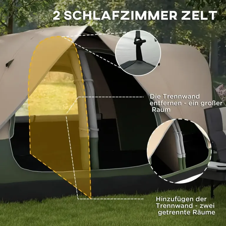 Campingtält Tunneltält för 8 Personer Mörkgrön av Polyester
