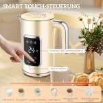 Frukostset Digital Gräddvit Rostfritt Stål för Kök Vattenkokare och Brödrost med LED-touchskärm och Smarta Funktioner Modern