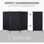 Rumsavdelare, 3-panelers Sekretessskärm, Metallram, Svart