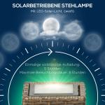 Solcellslampa i Rotting-Look, Dekorativ Trädgårdslampa med LED, Vattentät Utomhusbelysning för Uteplats, 15,5 x 15,5 x 46 cm