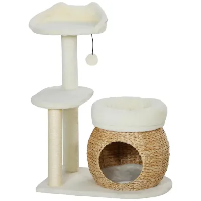 Klösträd Krämvit av Sisal och Plysch 79 cm