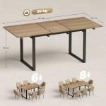 Matbord Utdragbart Naturfärgad och Svart Trä för Matsal Stort Köksbord för 6–8 Personer med Stålben Robust och Modern Design 180 cm