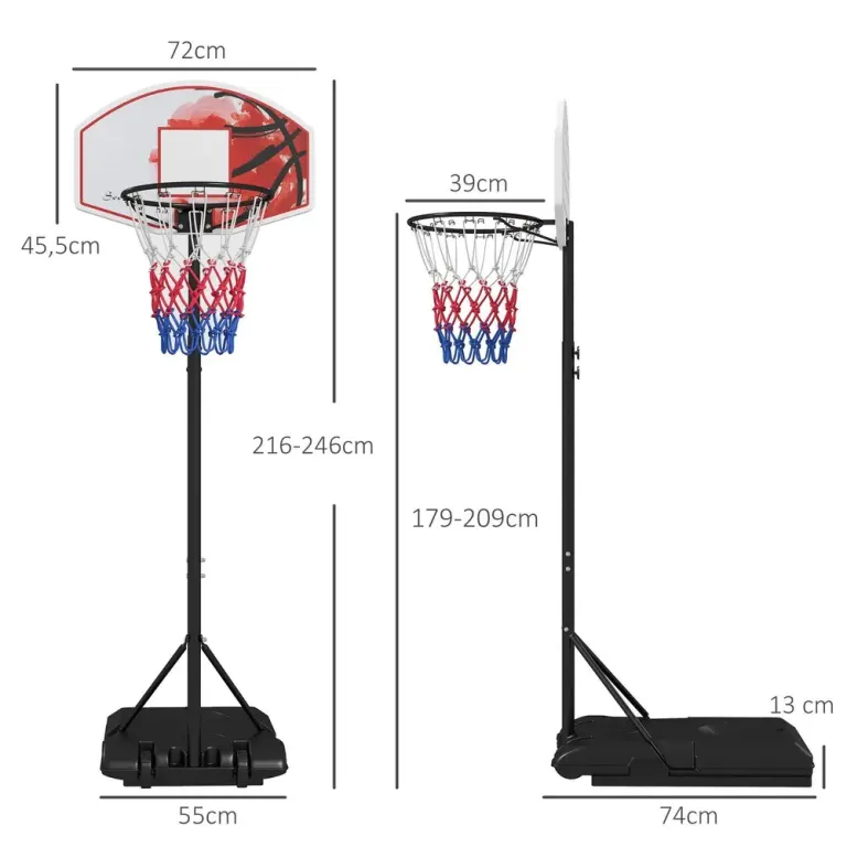 Basketkorg Basketstativ Flerfärgad av Stål 179-209 cm