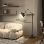 Golvlampa Båglampa Svart av Metall och Tyg för Vardagsrum Retrodesign med Justerbar Skärm E27 152 cm