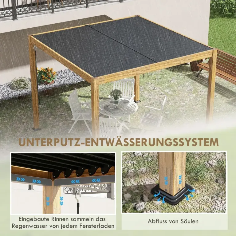 Pergola Trädgårdspaviljong Natur av Aluminium 3 x 3 m