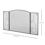 Eldstadsgaller Gnistskydd Svart av Metall för Eldstad och Ugn 3 Paneler Fällbart Skyddsgaller Säkert Eldstadsområde 132,5 x 76,5 cm