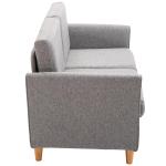 2-Sitsig Soffa i Linnetyg, Modern Loungesoffa med Avtagbara Kuddar, Bekväm Sittplats för Vardagsrum, Ljusgrå, 141 x 65 x 78 cm