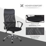 Kontorsstol Nät Höj- och Sänkbar Skrivbordsstol Ergonomisk Spelstol Snurrstol med Vippfunktion Svart