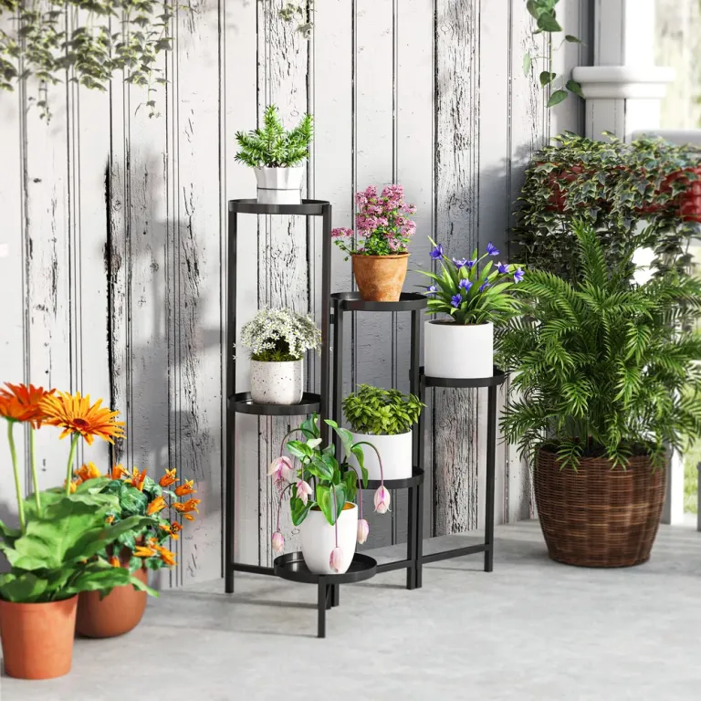 Växtställ Blomsterhylla 6 Våningar Svart 80 cm