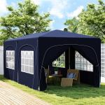 Lusthus Paviljong Pop-Up Partytält Vit av Polyester och Metall för Trädgård och Camping Vattenavvisande Gazebo med UV-Skydd 3 x 6 m