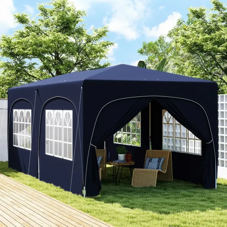 Trädgårdspaviljong Pop-up Partytält Vit av Polyester 3 x 6 m