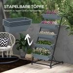Växtställ Blomsterställ Grå av Stål för Trädgård 5 Våningar med Hjul Växthylla med Hål Växttrappa Dekorativ Design
