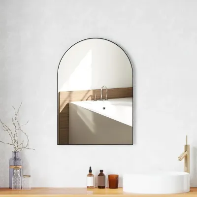 Badrumsspegel Väggspegel med Aluminiumram Svart 50 x 70 cm