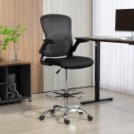 Kontorsstol Hög Svart Tyg och Plast för Hemmakontor och Studio Arbetsstol med Fotring och Ländryggsstöd Ergonomisk Design