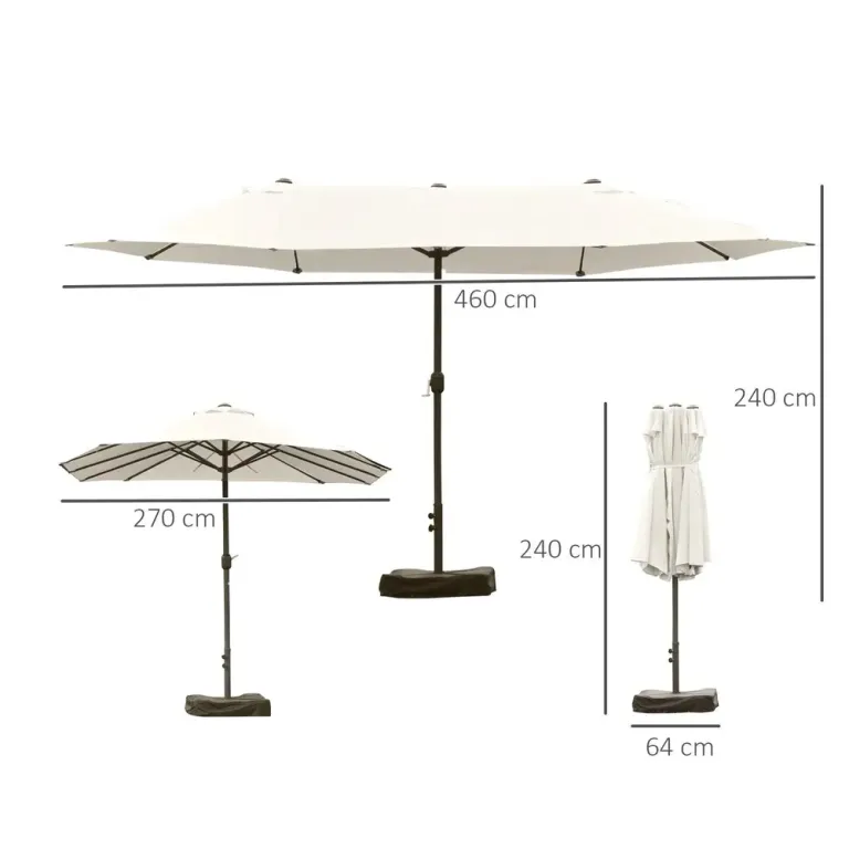 Dubbelt Parasoll med Vev Stort 460 x 270 x 240 cm