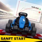 Elbil Gokart 24V Blå Plast och Metall för Barn 6–12 År Elektrisk Bil med Driftläge och Musik Justerbar Sits Säker Körning