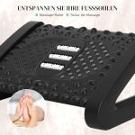 Fotstöd Skrivbord Svart av Plast för Kontor Ergonomiskt och Höjdjusterbart Stöd med Massageyta 6 Nivåer