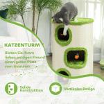 Skraptunna Klösmöbel Grön Krämvit av Sisal för Katter upp till 5 kg med 3 Grottor och Nyckelpiga 76 cm