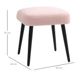 Fotpall Fotstöd Rosa av Kashmirlook och Stål för Vardagsrum Fyrkantig Pall Elegant Design
