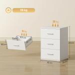 Sängbord med Lådor Klassisk Vit MDF för Sovrum 3 Lådor Förvaring Modern Design Robust Nattduksbord