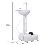Portabel Campingvask med Tank, Smidigt Handfat med Fotpump och Handdukshållare, Hygienisk Lösning för Utomhusbruk, Grå, 51 x 33,5 x 103 cm, 17 l