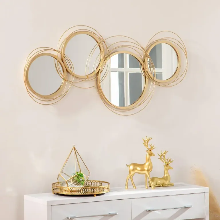 Spegelset Väggspeglar Guld av Glas och Metall