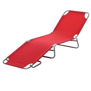 Solstol Strandstol Hopfällbar med Ryggstöd Röd av Polyester och Metall för Trädgård och Strand Justerbar Vilostol
