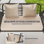 Hammock Trädgårdsgunga 2-Sits Khaki av Rotting och Metall för Trädgård och Balkong Hängbänk med Justerbart Soltak 149 x 121 x 180 cm