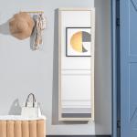 Helkroppsspegel med Ram Vit Glas och MDF för Sovrum och Hall Modern Golvspegel med Stativ och Väggfäste Klar Reflektion Minimalistisk 160 x 50 cm