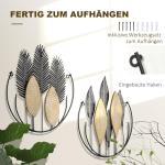 Väggdekoration i Metall 2-Pack, Moderna Konstverk med Bladmotiv, Elegant Väggprydnad i 3D för Vardagsrum, Svart/Guld, 40 x 46 cm