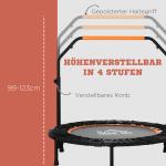 Studsmatta Fitness Rebounder Hopfällbar Svart av Stål och Tyg för Vuxna Ministudsmatta med Handtag 100 kg Ø 102 cm