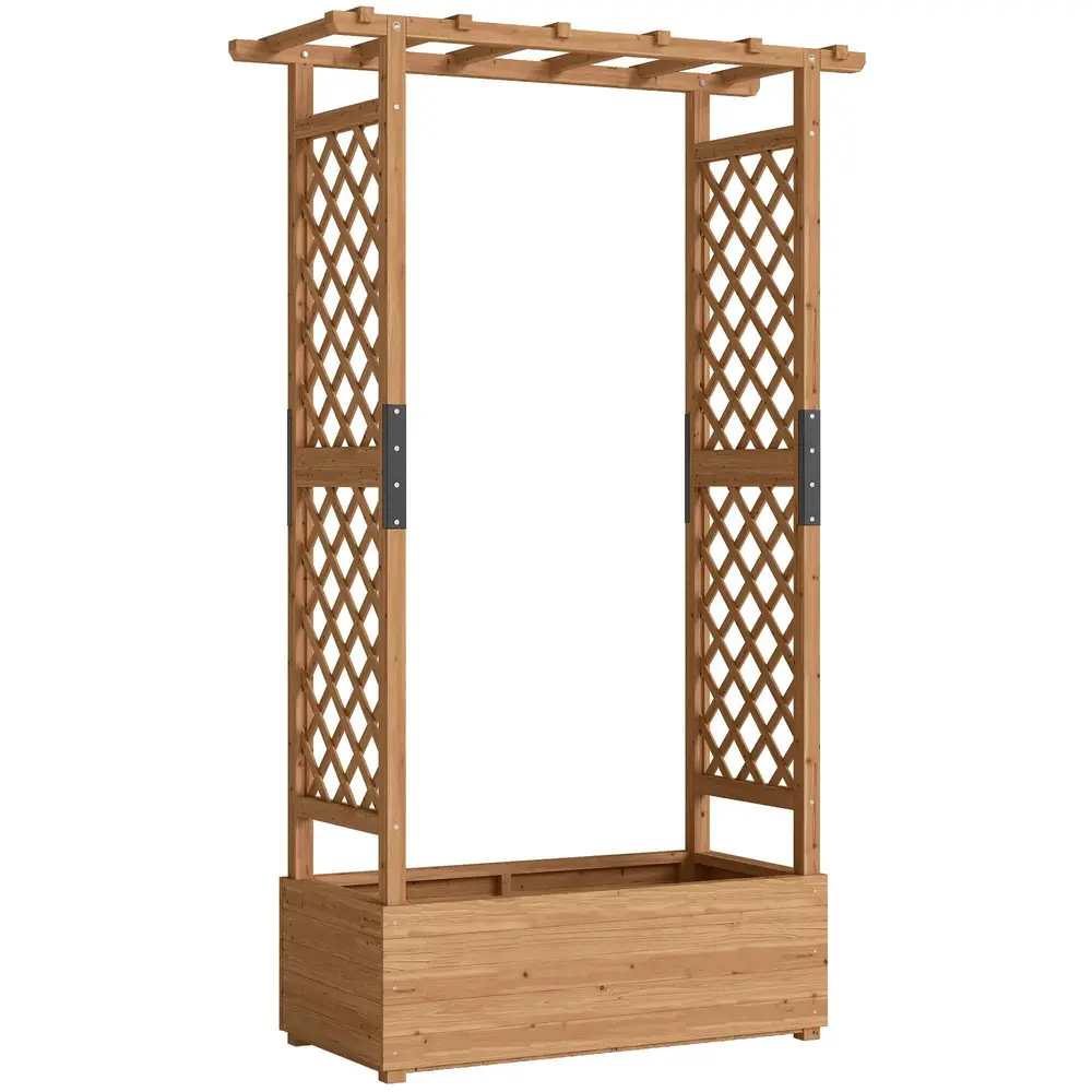 Odlingslåda med Spaljé Orange Trä Blomlåda 110x44x181 Cm