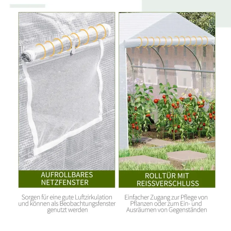 Tunnelväxthus Litet Växthus Vit av Metall 4,45 x 2,99 x