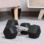 Hexagon Hantlar 2-Pack i Gjutjärn, Gummerade Vikter med Räfflat Grepp, Ergonomiska Hantlar för Styrketräning Hemma, Svart, 2 x 4 kg