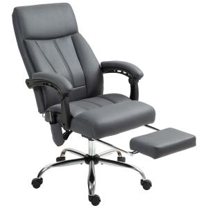 Kontorsstol Chefsstol Mörkgrå av Tyg och Metall för Kontor Ergonomisk Massagestol med Liggfunktion Höj och Sänkbar