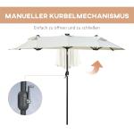 Dubbelparasoll med Solcellspanel och 35 LED-Lampor för Terrass Hållbar och Stabil Beige Polyester och Stål 2,92 x 1,50 x 2,18 m