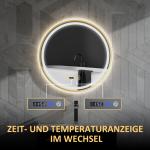 Badrumsspegel Väggspegel med Belysning Silver av Glas för Badrum och Sovrum Rund LED Spegel med Timer IP44 Ø60 cm