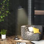 Golvlampa Båglampa Svart av Metall och Tyg för Vardagsrum Retrodesign med Justerbar Skärm E27 152 cm