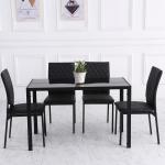 Matstolar Köksstolar Set om 4 Vit av Konstläder och Stål för Kök och Matsal Vadderade Matstolar med Stålben Modern Design